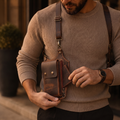 Two-Compartment Crossbody Wearable Leather Holster Bag