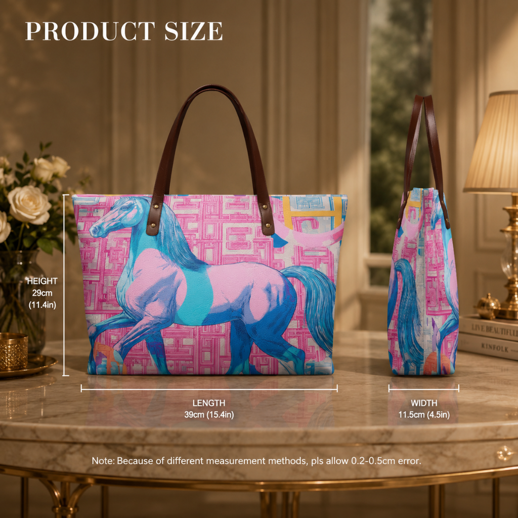Pink & Blue Horse Print Tote Bag