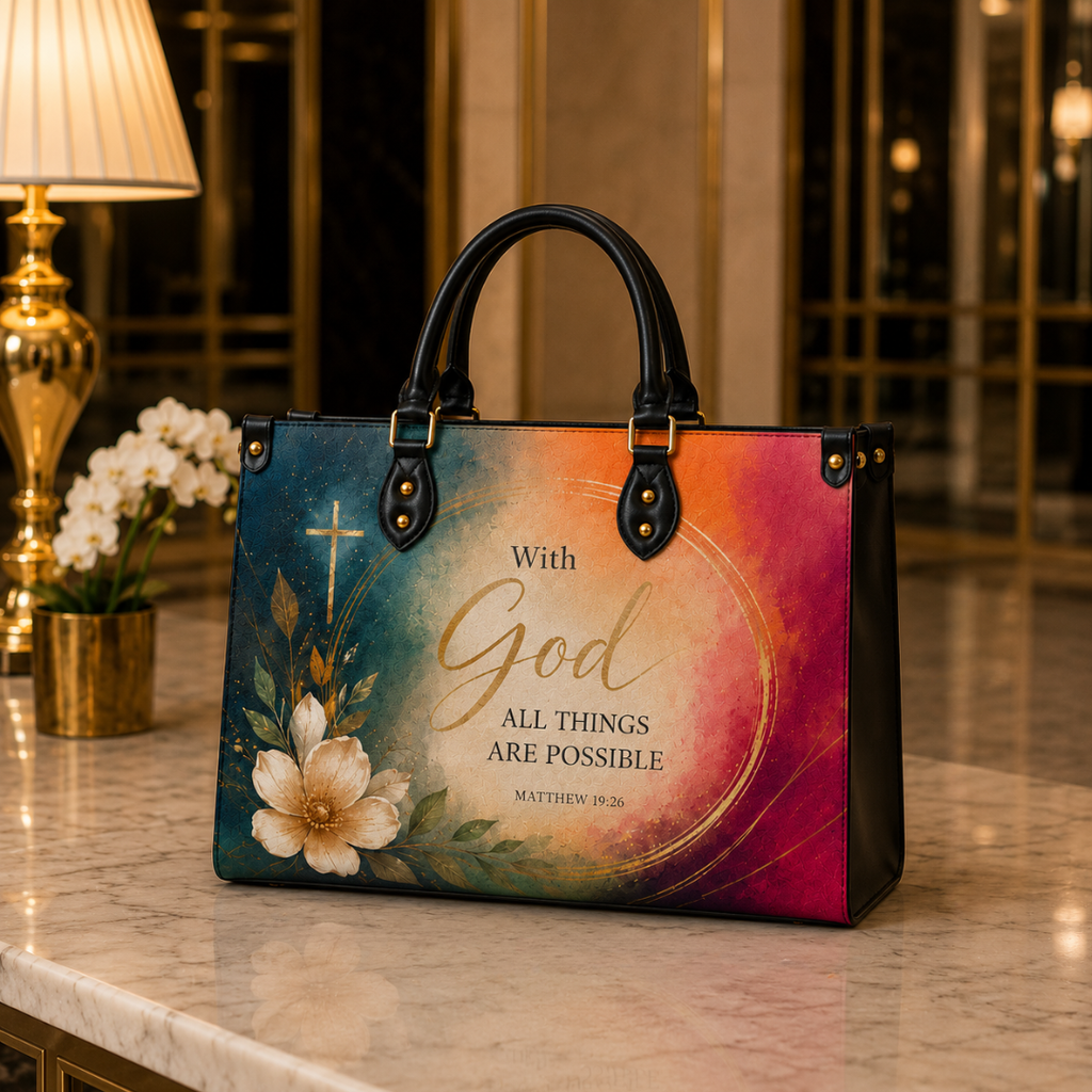 With God PU Leather Tote Bag