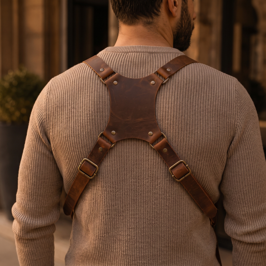 Two-Compartment Crossbody Wearable Leather Holster Bag