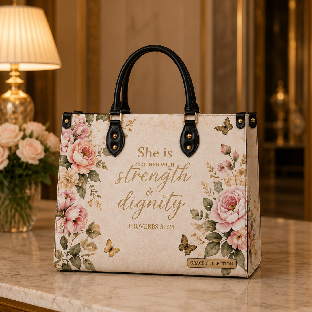 Strength & Dignity PU Leather Tote Bag