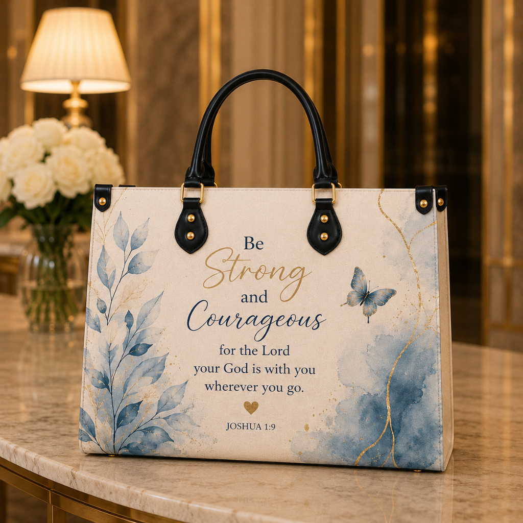 Blue Courage PU Leather Tote Bag