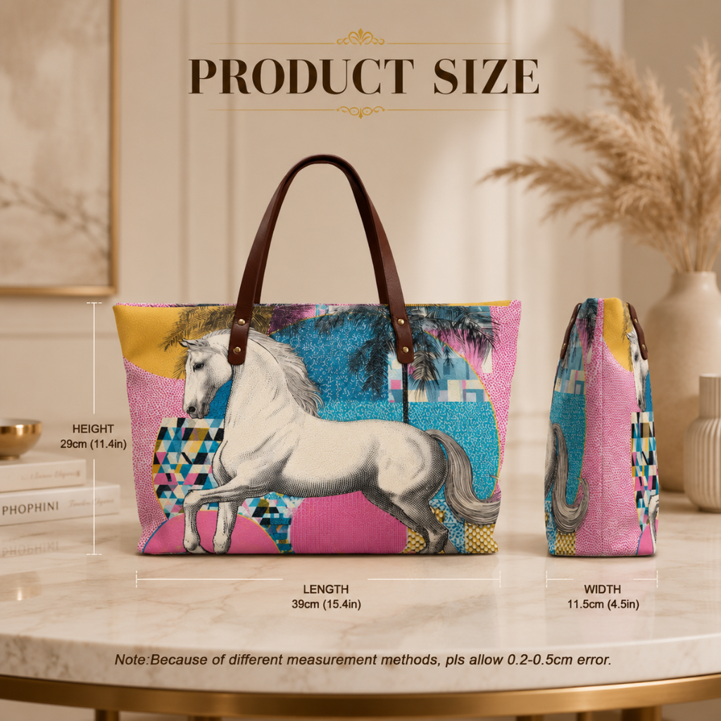 Oversized Horse Print PU Women's Weekender Travel Shopper Tote Bag