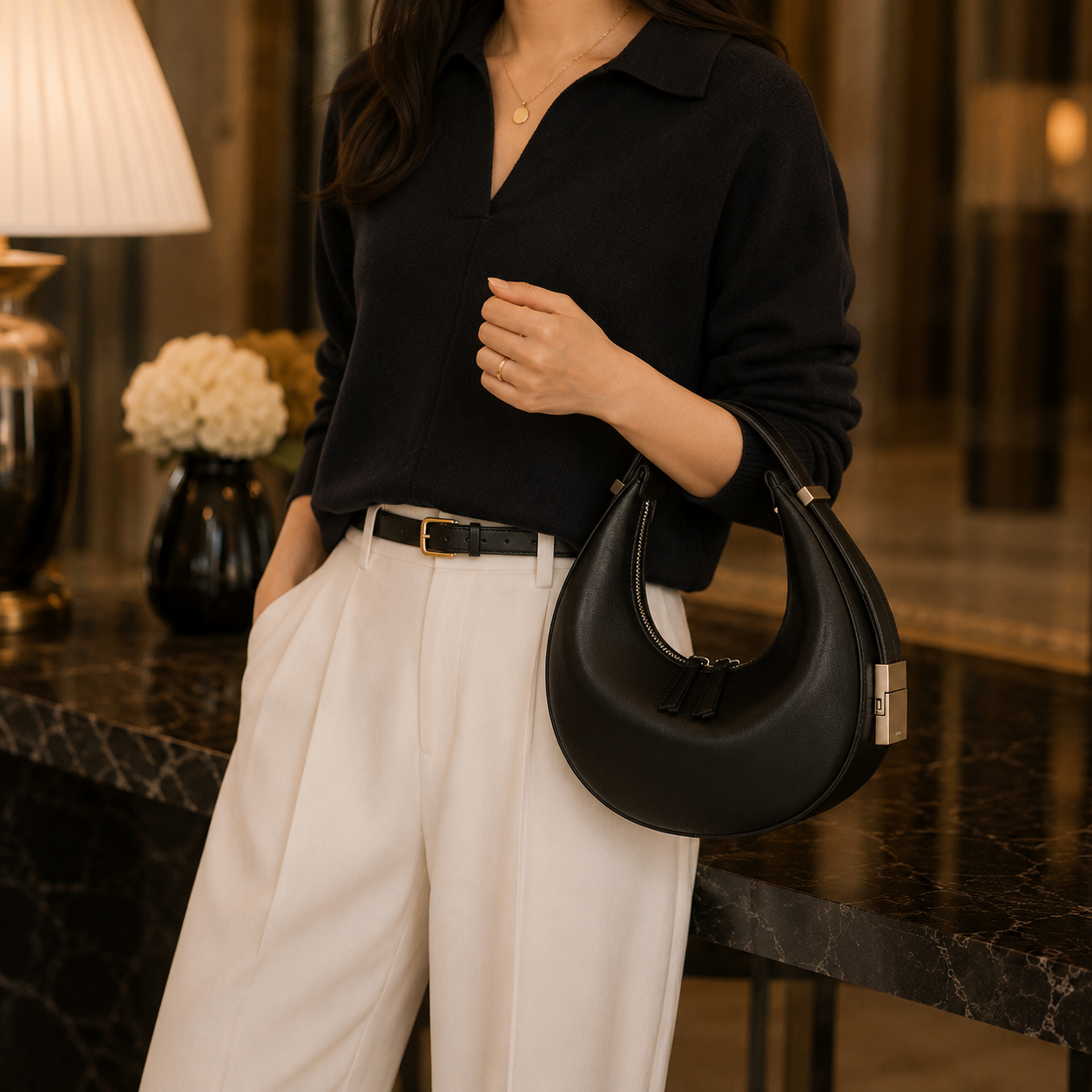 Women's Canvas Half Moon Shoulder Bag